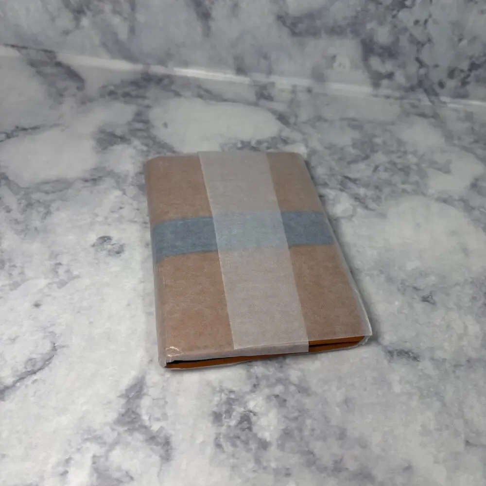 New RYLOR Stripe Bifold Luxury Oiled Leather Wallet Brown &Blue Gift Slim Card